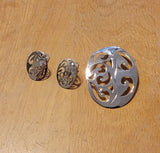 Silver jewelry set, Oval necklace and earrings set, handmade jewelry, great Christmas gift for her