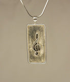 Treble clef Pendant, Sterling silver, music note jewelry