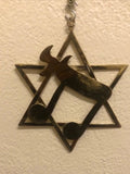 Jewish Wall Art, Hanukkah Decor, Star of David, with symbol for life Chai, metal art