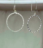 Hoop earrings sterling silver, drop handmade hammered jewelry, gift for her