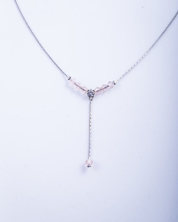 Pink Crystal Y Necklace