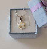 Star of David Necklace, Hanukkah gift, sterling silver with 14kt gold accent