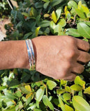 Sterling silver wrist cuff, handmade with mixed metal accents, Adjustable bracelet