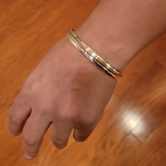 Sterling silver wrist cuff, handmade with mixed metal accents, Adjustable bracelet