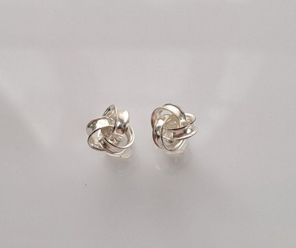 Love knot stud earrings, sterling silver