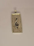 Treble clef Pendant, Sterling silver, music note jewelry