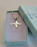 Heartbeat necklace, Sterling silver, pendant for medical student or professional, Stocking stuffer