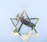 Jewish Wall Art, Hanukkah Decor, Star of David, with symbol for life Chai, metal art