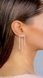 Sterling silver ribbon earrings, Ribbon bow drop earring, elegant earring gift for her