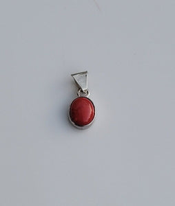 Red Coral Pendant, sterling silver, gift for her