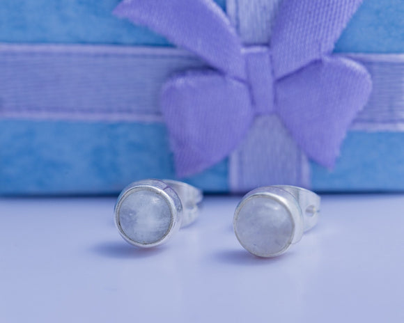 Moonstone stud earrings, jewelry of new beginnings, dainty Moonstone earring, Gift for growth, strength, good luck, gift for mom
