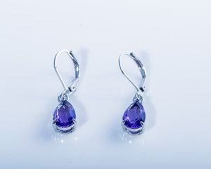 Purple amethyst silver teardrop earrings available gf birthday gift unisex cool for sisters teens Mothers day gift