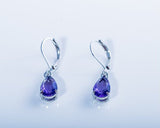 Purple amethyst silver teardrop earrings available gf birthday gift unisex cool for sisters teens Mothers day gift