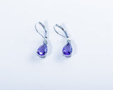 Purple amethyst silver teardrop earrings available gf birthday gift unisex cool for sisters teens Mothers day gift