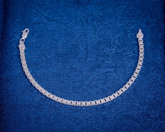 Sterling Silver box chain bracelet, unisex link bracelet
