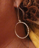 Hoop earrings sterling silver, drop handmade hammered jewelry, gift for her