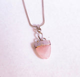 Rose Quartz necklace, arrow head shape pendant, pink gemstone, set in sterling silver, cute for boho or blush wedding