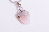 Rose Quartz necklace, arrow head shape pendant, pink gemstone, set in sterling silver, cute for boho or blush wedding
