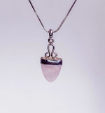 Rose Quartz necklace, arrow head shape pendant, pink gemstone, set in sterling silver, cute for boho or blush wedding