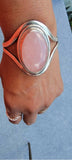 Rose quartz cuff bracelet, sterling silver, statement jewelry gift for her