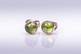 Peridot stud earrings, Sterling silver round green August and September birthstone stud. Great studs for men, children, and women