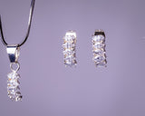 Sterling Silver Crystal Pendant post Earrings Set, Fine Jewelry Gift For Her, Handmade Jewelry