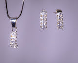 Sterling Silver Crystal Pendant post Earrings Set, Fine Jewelry Gift For Her, Handmade Jewelry