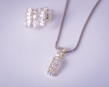 Sterling Silver Crystal Pendant post Earrings Set, Fine Jewelry Gift For Her, Handmade Jewelry