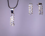 Sterling Silver Crystal Pendant post Earrings Set, Fine Jewelry Gift For Her, Handmade Jewelry
