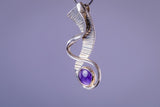 Amethyst pendant, Modern Bold Necklace In sterling silver, handmade jewelry art gift, February birthstone, 33rd anniversary gift