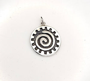 Sterling silver charm, Owia kokroko necklace, Adinkra Sun symbol of vitality and resilience
