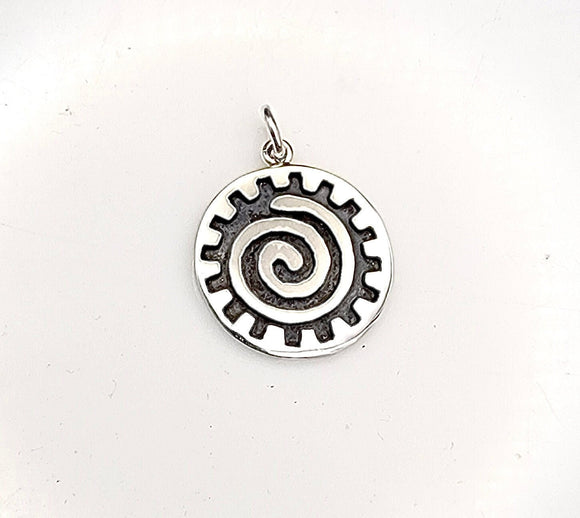 Sterling silver charm, Owia kokroko necklace, Adinkra Sun symbol of vitality and resilience