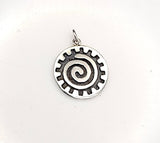 Sterling silver charm, Owia kokroko necklace, Adinkra Sun symbol of vitality and resilience
