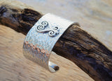 Thick silver cuff bracelet, Statement Sankofa heart  symbol, handmade jewelry