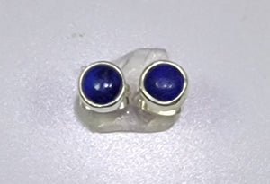 Lapis stud earrings, Sterling silver round blue September birthstone. Great studs  for men, children, and women