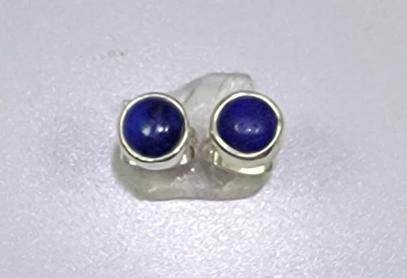 Lapis stud earrings, Sterling silver round blue September birthstone. Great studs  for men, children, and women