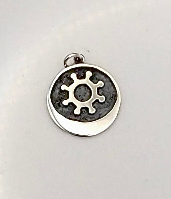 Sterling silver charm, Osram ne Nsoromma   necklace, Adinkra symbol of love and marriage, moon and star pendant