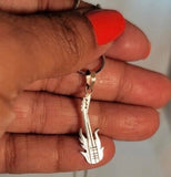 Guitar charm necklace, music jewelry gift, sterling silver pendant
