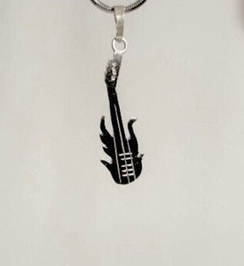 Guitar charm necklace, music jewelry gift, sterling silver pendant