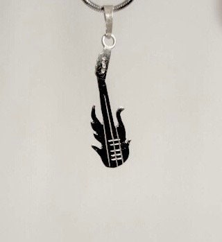 Guitar charm necklace, music jewelry gift, sterling silver pendant