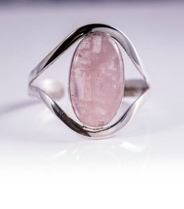 Rose quartz cuff bracelet, sterling silver, statement jewelry gift for her