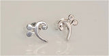Music stud earrings, Bass Clef dainty earrings  sterling silver handmade Chester Allen's unique music jewelry art, minimalist jewelry