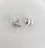 Music stud earrings, Bass Clef dainty earrings  sterling silver handmade Chester Allen's unique music jewelry art, minimalist jewelry
