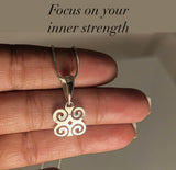 Jewelry for recovery, tough times, Rams horn pendant, sterling silver Adinkra symbol, Dwennimmen, meaning inner strength, humility