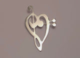 Silver Pin heart, Musical Love brooch, handmade Chester Allen jewelry art
