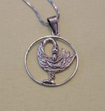 Sankofa bird necklace, Sterling silver handmade jewelry gift for remembering to honor elders, ancestors