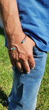 Adjustable cuff bracelet, with Turquoise ends, copper and sterling silver mixed metal, handmade jewelry gift