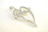 Silver Pin heart, Musical Love brooch, handmade Chester Allen jewelry art