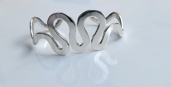 New Orleans Bracelet called, The River bend Cuff Bracelet ,or Crescent city cuff, New Orleans handmade jewelry gift in Sterling silver