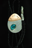 Mothers Day Gift, Silver men’s Bolo Turquoise silver and copper Bolo handmade design by Chester Allen